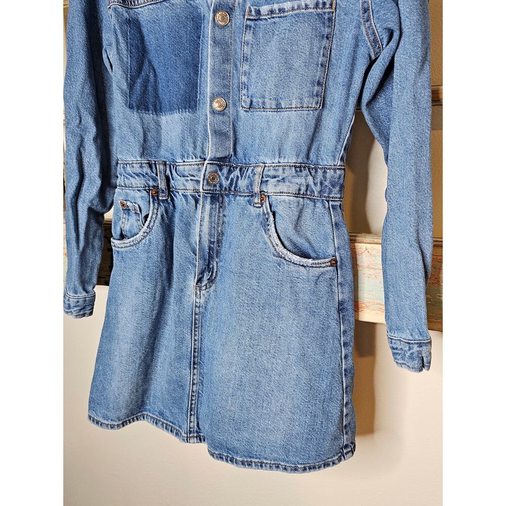 Zara girls medium wash denim mini dress in size 11/12 / 152 - Picture 2 of 8